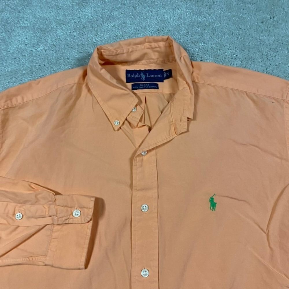 Polo Ralph Lauren Shirt Mens M Blace Orange Cotton Button Down Preppy